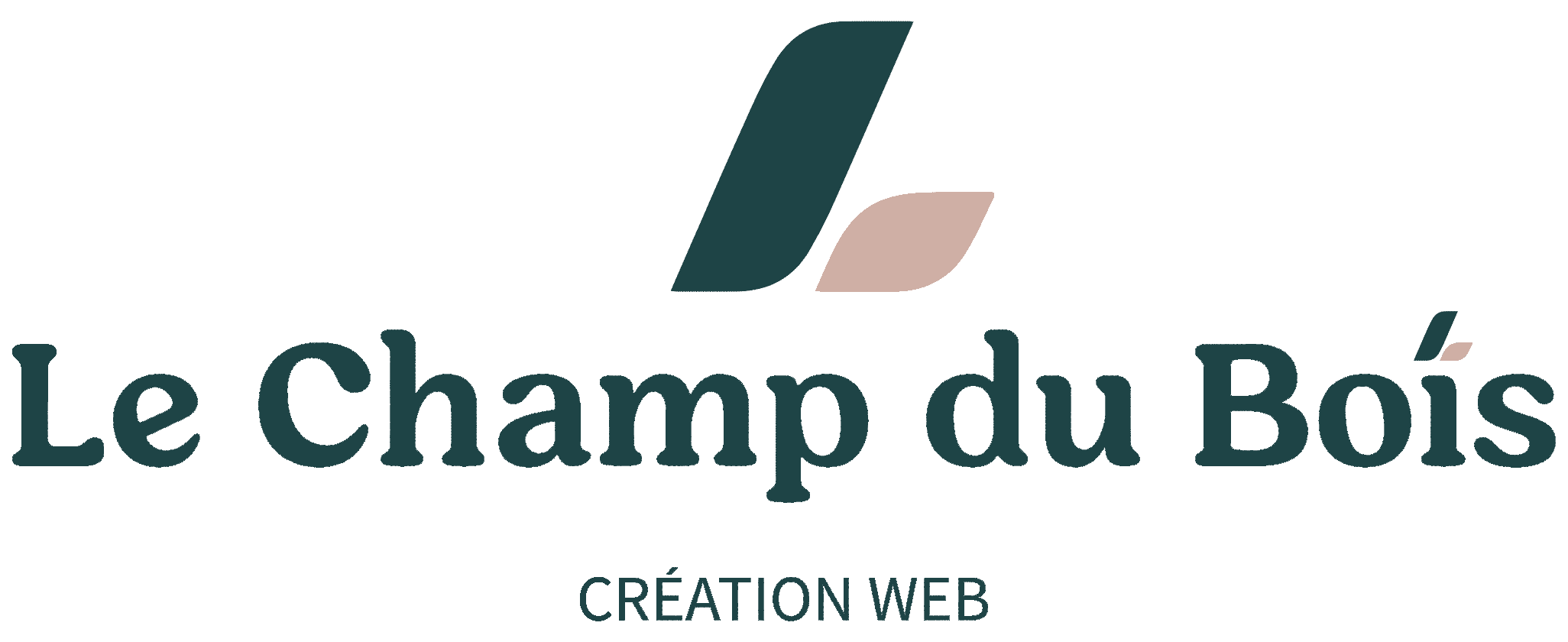 Logo Le Champ du Bois création web version paysage texte vert